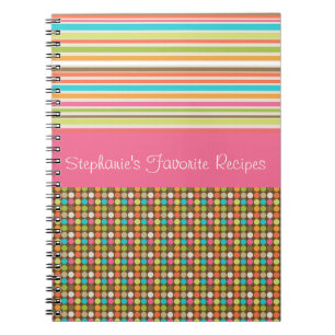 Caderno Espiral Bloco de Notas Personalizado de Bolinhas e faixas