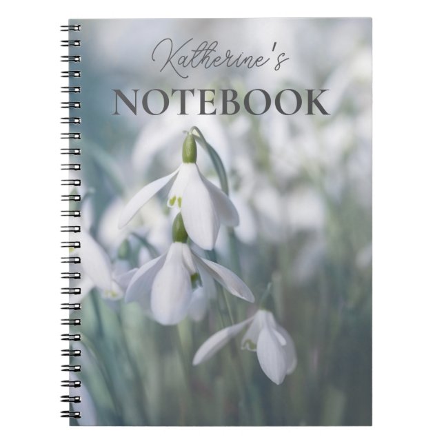 Caderno Espiral Bloco de Notas Personalizado de Gotas de Neve (Frente)