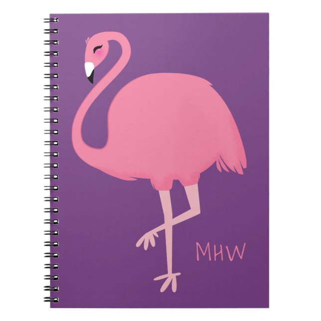 Caderno Espiral Bloco de notas personalizado de monograma Flamingo (Frente)