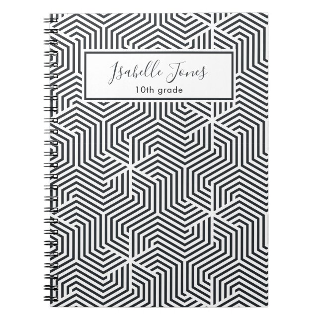 Caderno Espiral Bloco de notas personalizado de na moda geométrico (Frente)