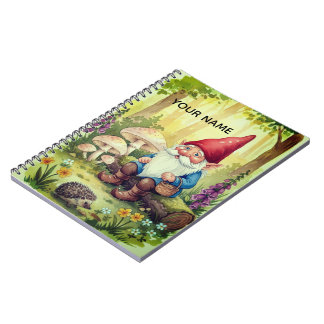 Caderno Espiral Bloco de notas personalizado do cottagecore gnomo