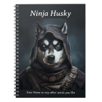 Bloco de notas personalizável Ninja Dog Rouco Pret