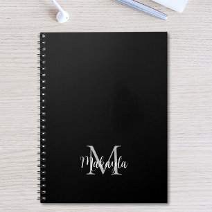 Caderno Espiral Bloco de Notas Preto do Nome do Monograma Personal
