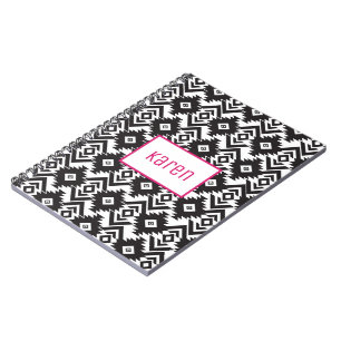 Caderno Espiral Bloco de notas preto e branco, diário, gravador