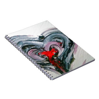 Caderno Espiral Bloco de notas preto e vermelho do coração