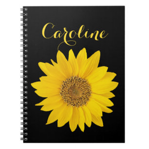 Caderno Espiral Bloco de notas Sunflower com nome personalizado