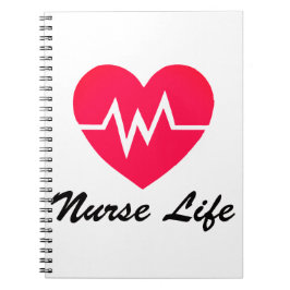 Caderno Espiral Bloco de notas vermelho do coração da vida EKG da