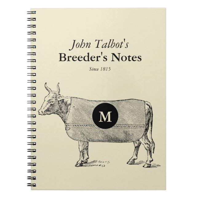 Caderno Espiral Bloco de notas Vintage Cow Blanket Monographic Bre (Frente)