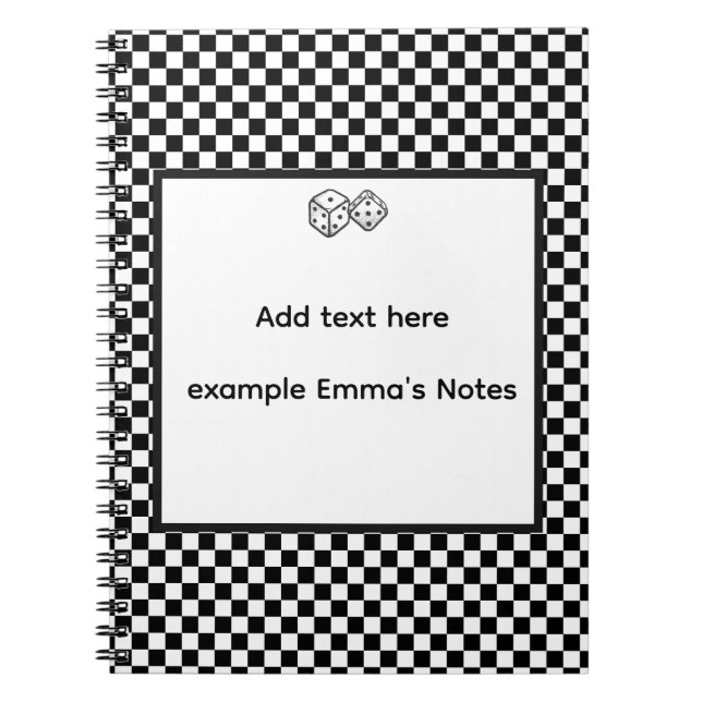 Caderno Espiral Bloco de Notas Xadrez Preto e Branco | Pers Editáv (Frente)