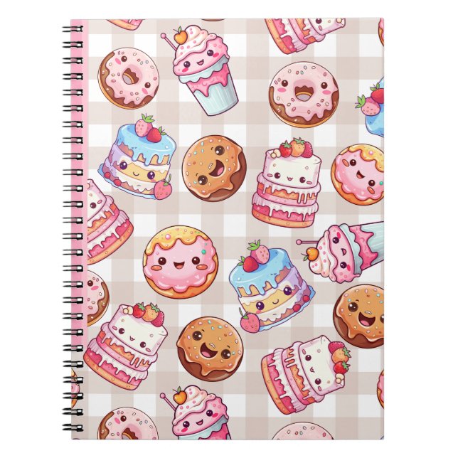 Caderno Espiral Bloco de notícias "Cute Kawaii Sweets" (Frente)