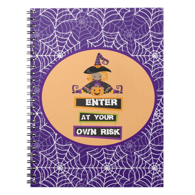 Caderno Espiral Bloco de temas das bruxas do Halloween (Frente)