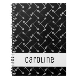 Caderno Espiral Blocos brancos de Lacrosse Pretos, Padrão