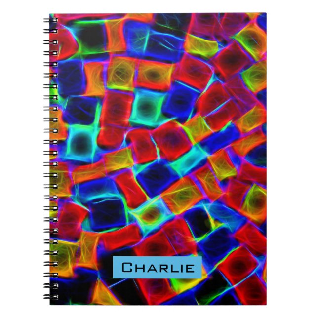 Caderno Espiral Blocos de Abstrato Coloridos Personalizados (Frente)