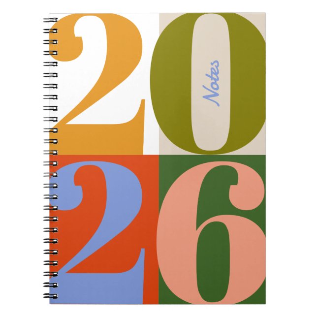 Caderno Espiral Blocos de Ano em Negrito Terroso Moderno Título Pe (Frente)