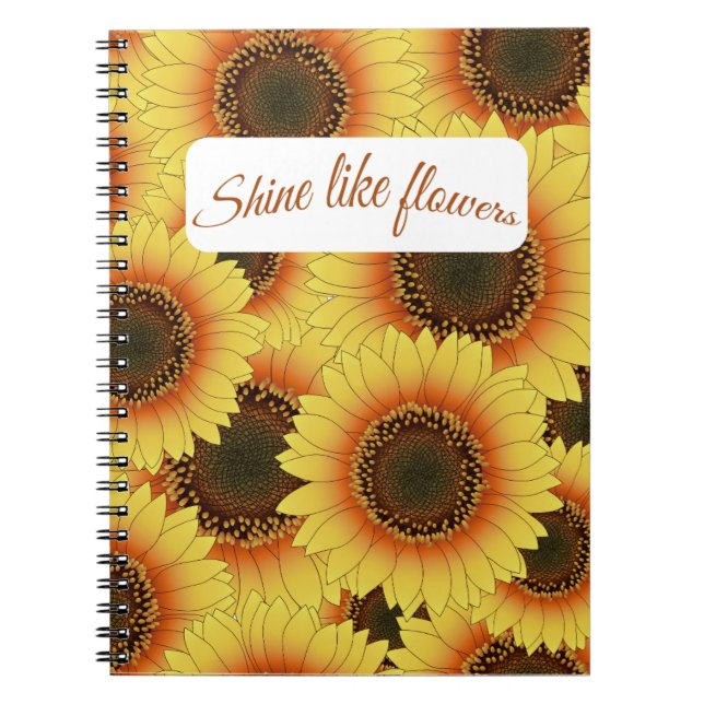 Caderno Espiral 🌸 Bloom Brilhante: Flores Brilhantes 🌸 (Frente)