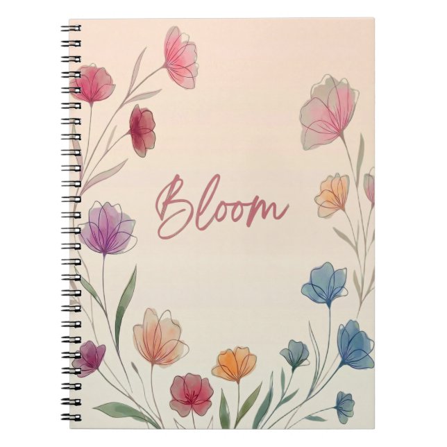 Caderno Espiral Bloom Floral Soft Pastel Inspirational  (Frente)