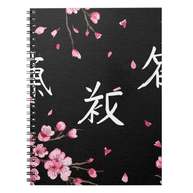 Caderno Espiral Blooming Sakura por Natasha Us (Frente)