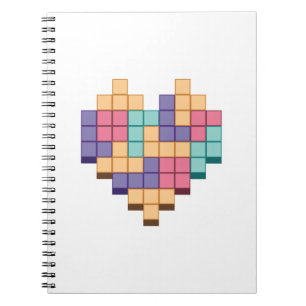 Caderno Espiral Bloquear Estilo de Retro do Coração do Jogo