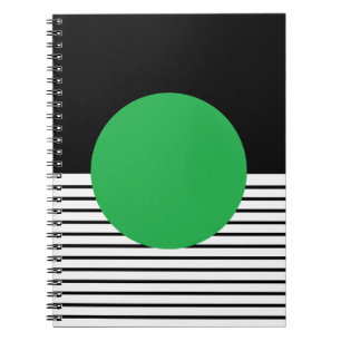 Caderno Espiral Bloqueio Branco Preto e Círculo Verde