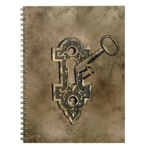 Caderno Espiral Bloqueio de Chave Vitoriana Antiquada com Idade St