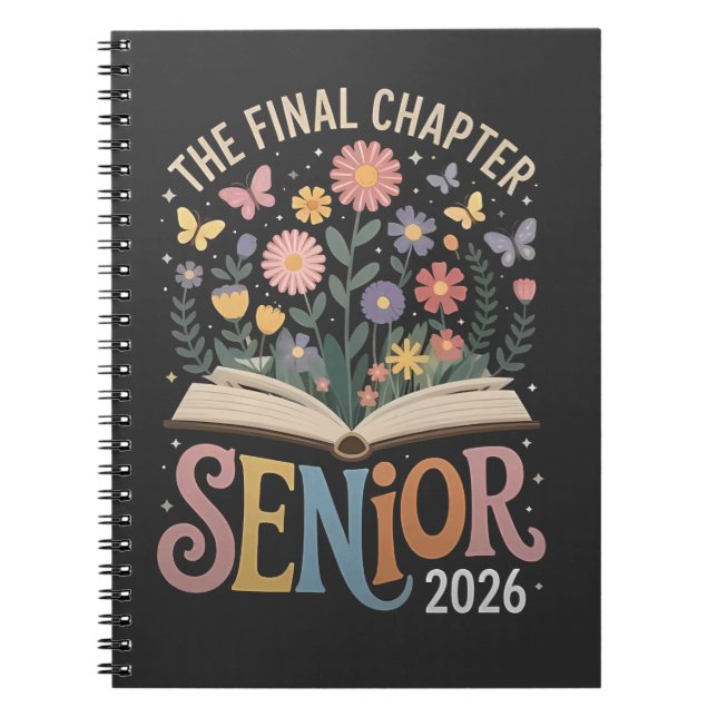 Caderno Espiral Blossom da graduação do Mais velho de capítulo fin (Frente)