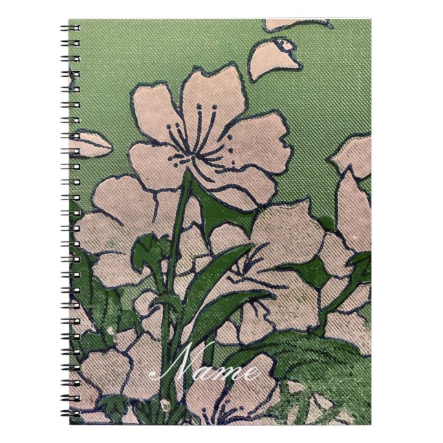 Caderno Espiral Blossom Verde Rosa  (Frente)