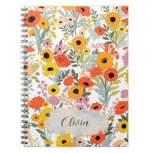 Caderno Espiral Blossomas Encharcados Pelo Sol: Um Notebook Floral