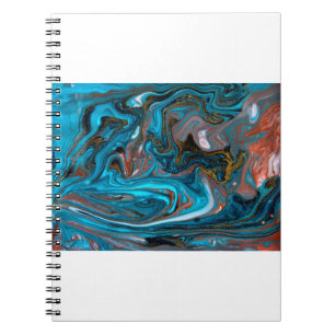 Caderno Espiral Blue and gold marbling pattern. Golden marble liqu