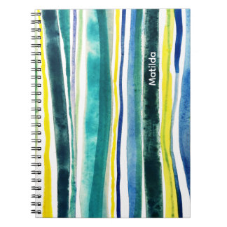 Caderno Espiral Blue and green stripes
