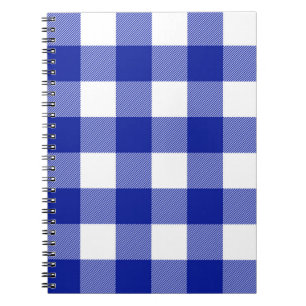 Caderno Espiral Blue and White Buffalo Plaid