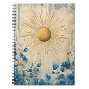 Caderno Espiral Blue Boho Sunshine" (ou às vezes "Boho Sun Blue")