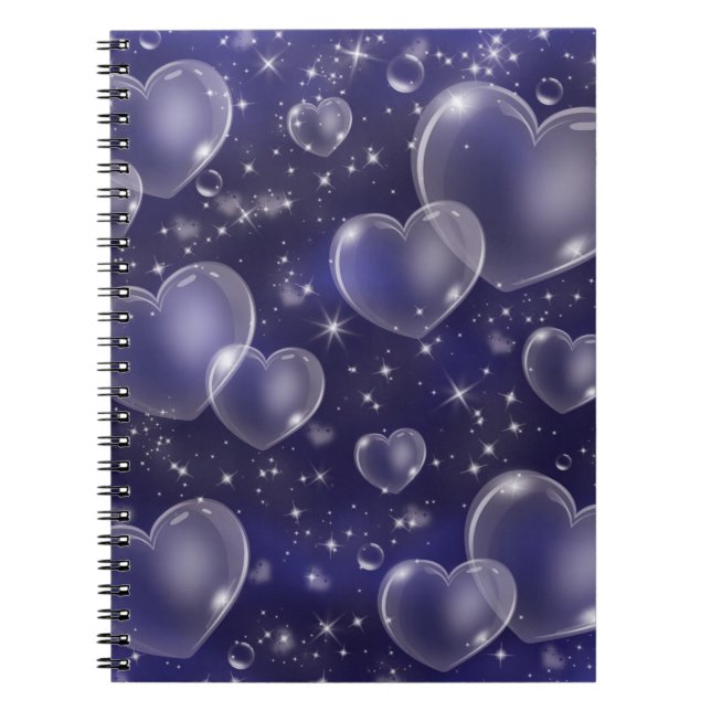 Caderno Espiral Blue Bubble Hearts Bonito Girly 90's Style Design (Frente)