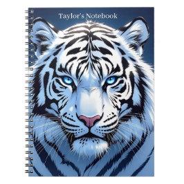 Caderno Espiral Blue eyed White Tiger Personalized