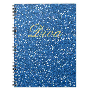 Caderno Espiral Blue Faux Glitter Diva