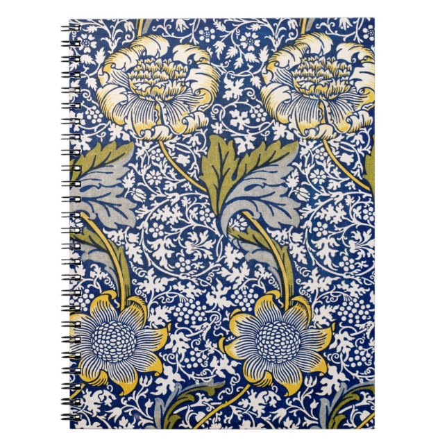 Caderno Espiral Blue Floral Artista Design William Morris Notebook (Frente)