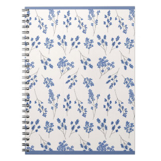 Caderno Espiral Blue Floral Journal – Elegant Botanical Notebook