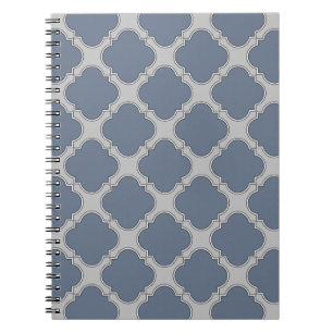 Caderno Espiral Blue-gray quatrefoil