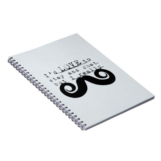 Caderno Espiral Blue Grey Black Funny Humor I Mustache (Lado Direito)