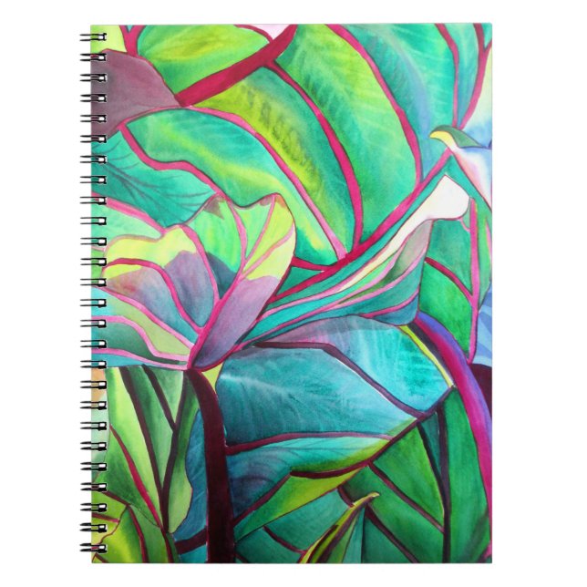 Caderno Espiral Blue Hawaii - Folhagem tropical (Frente)
