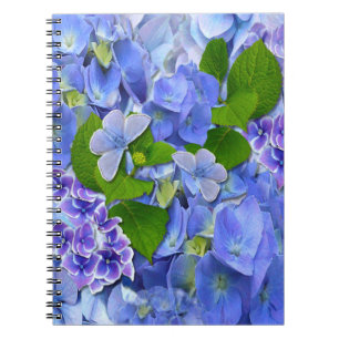 Caderno Espiral Blue Hydrangeas and Butterflies