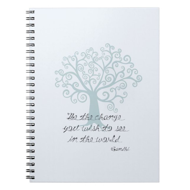 Caderno Espiral Blue Inspirational Be the Change Tree (Frente)