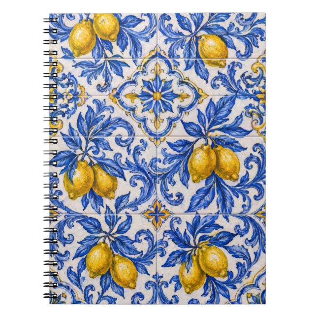 Caderno Espiral Blue Lemon Azulejo Tile (Frente)