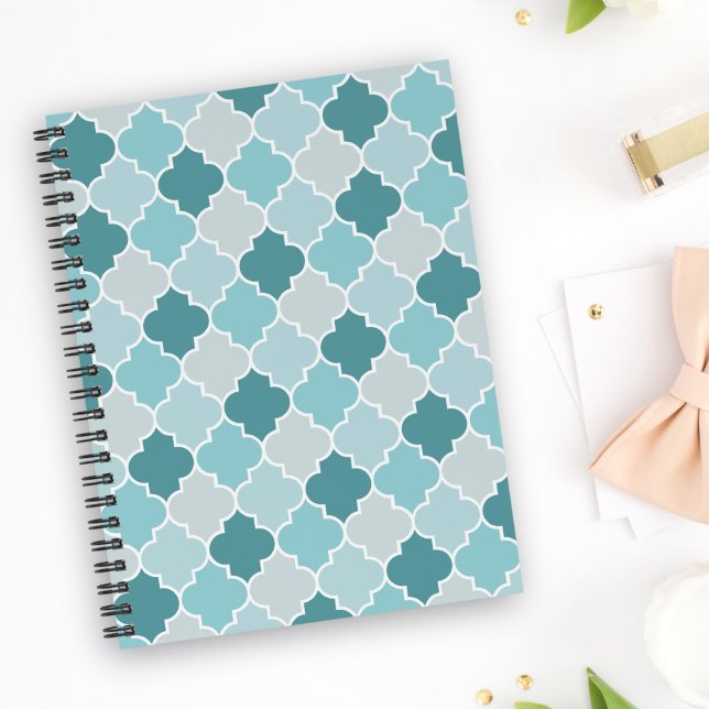 Caderno Espiral Blue Marroquino Trellis, Laticework, Quatrefoil (Criador carregado)
