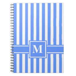 Caderno Espiral Blue Modern Stripe com Monograma