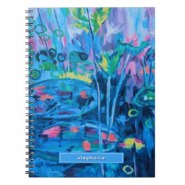 Caderno Espiral Blue Nature Floral Abstrato