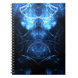 Caderno Espiral Blue Nebula Energy Fractal Art