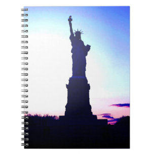 Caderno Espiral Blue New York Sunset - Notebook Lady Liberty