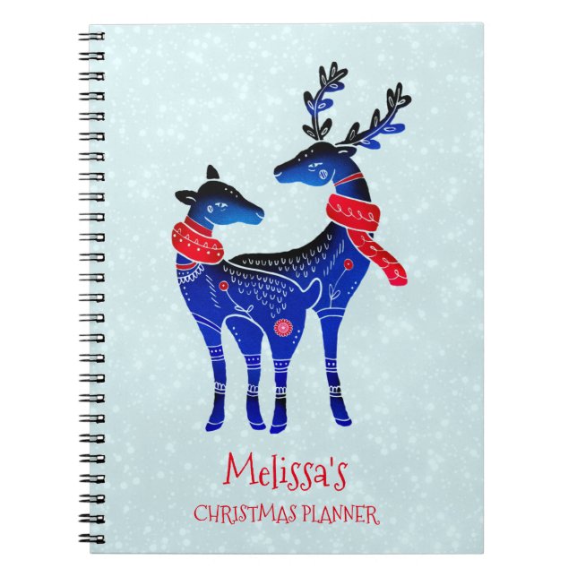 Caderno Espiral Blue Nordic Christmas Reindepaer (Frente)
