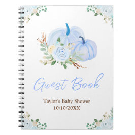 Caderno Espiral Blue Pumpkins Floral Chá de fraldas Guest Book