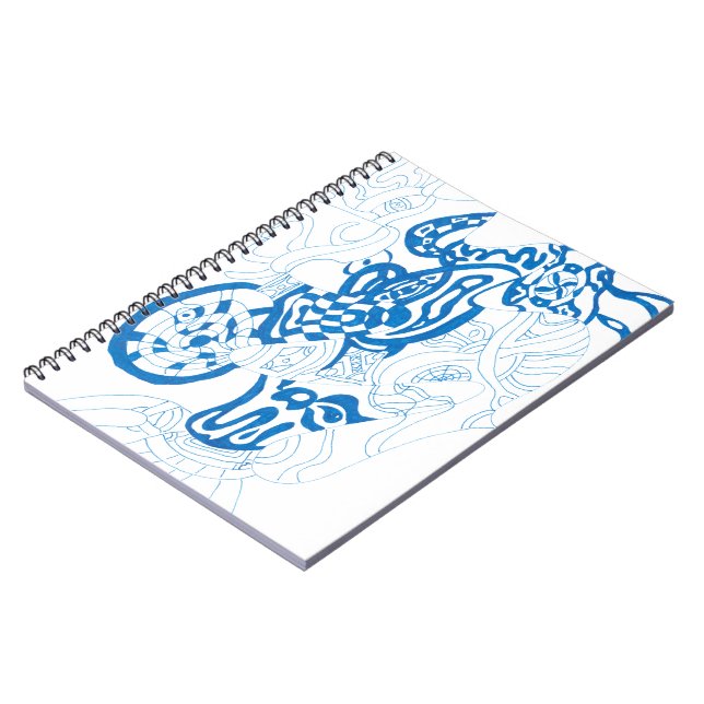Caderno Espiral "Blue Sketch" Abstrato Art (Left Side)